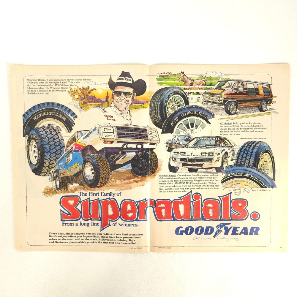 1980 Dodge Powerwagon Goodyear Super Radials Print Ad Wrangler GT Vintage Garage